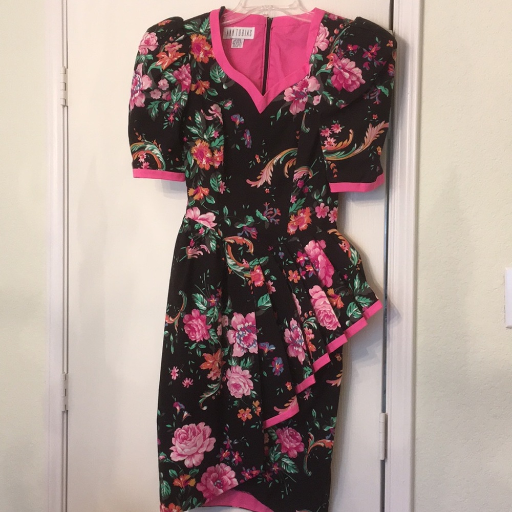 1980s Ann Tobias multicolored dress Sz 6